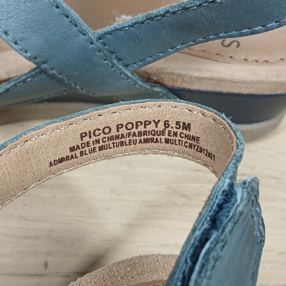 Earth Origins Pico Poppy Sandals Womens 6.5 Blue Wedge Leather Comfort Casual - Picture 10 of 11